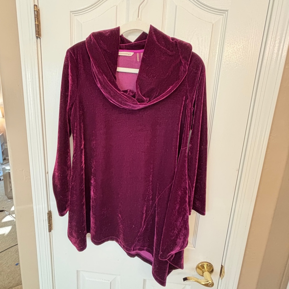 Soft Surroundings Burgundy Velvet Top Size PXL Party Evening Dressy